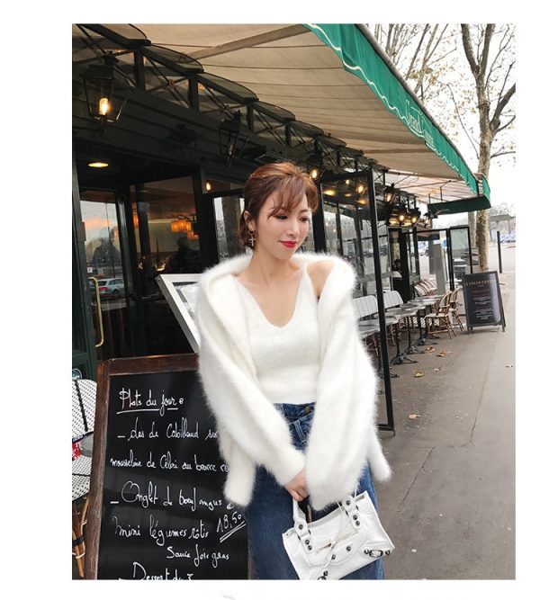 White Mink Hooded Cashmer Sweater