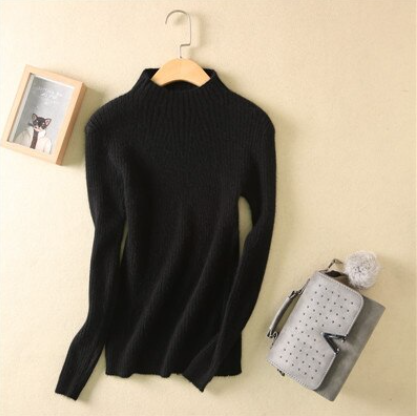Women high collar sweater Black