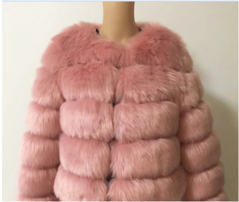 Winter Top Fashion Dk Lotus Pink Faux Fur Coat