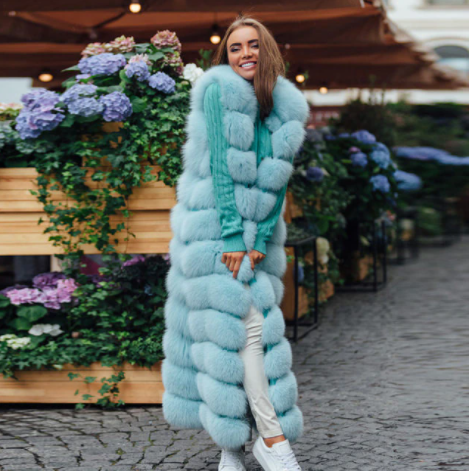 Long Luxury Faux Fox Fur Sleeveless Coat