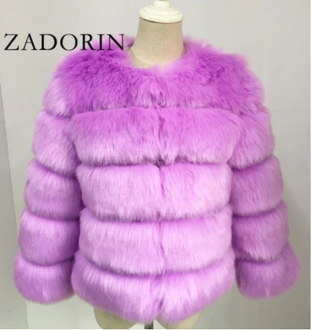Mink Coats Women 2021 Winter Top Fashion Purple Faux Fur Coat