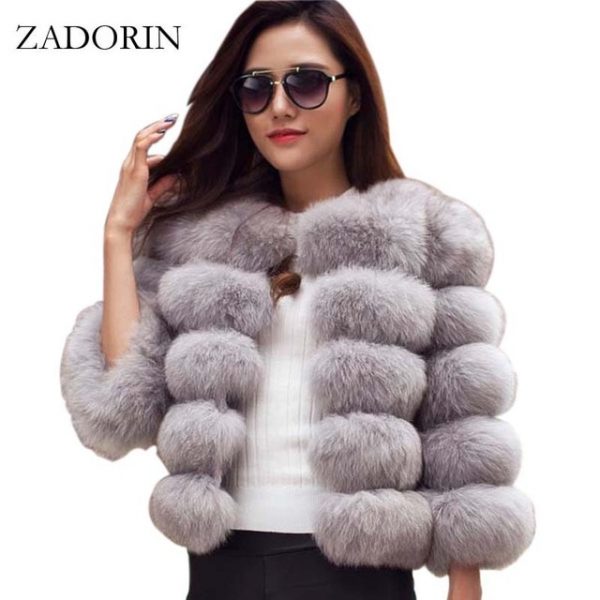 Gray Woman's Winter FAUX Fur Coat