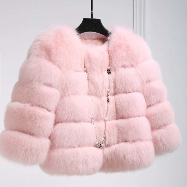Pink Women's Faux Fur Coat
