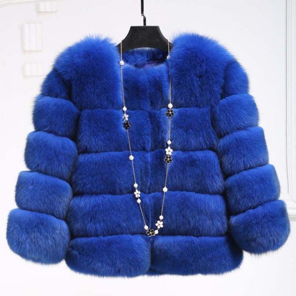 Blue Women's Fur Coat - Mink