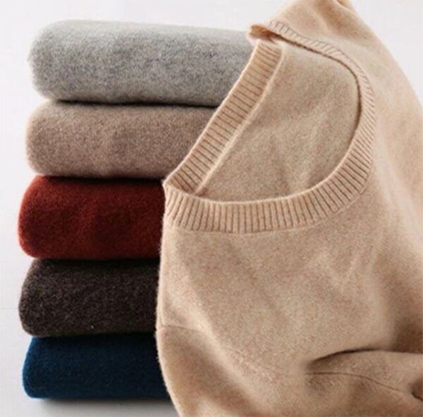 Merino Wool Cashmere Round Neck Sweaters