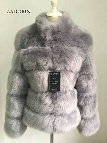 Grey Women's Faux Fur Coat